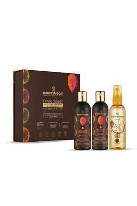 fenusmooth ayurvedic hair treatment kit with fenugreek and walnut, controls frizz & dryness, paraben, sulphate and toxin free (300 ml)