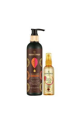 fenusmooth frizzy hair treatment ayurvedic shampoo and hair serum combo for smooth, detangled hair, paraben, sulphate and toxin free (350 ml)