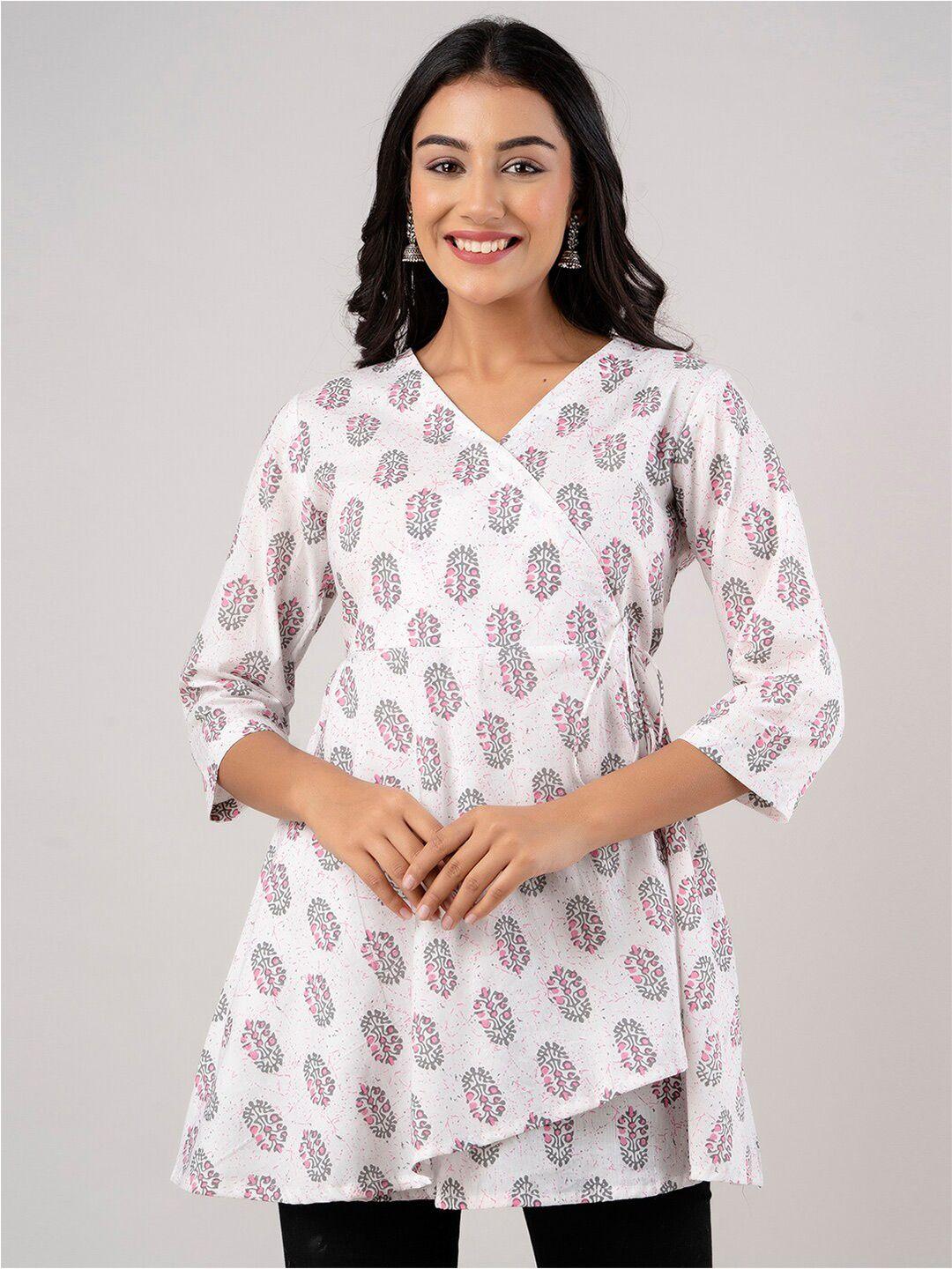 feranoid ethnic motifs printed pure cotton a line kurti