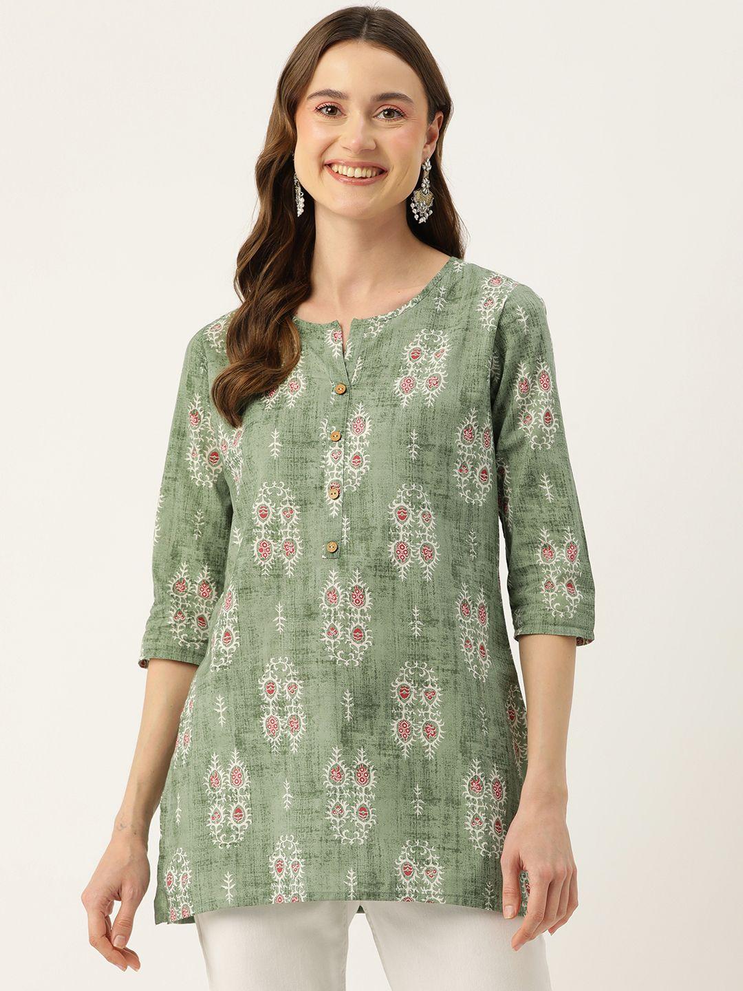 feranoid ethnic motifs printed pure cotton kurti