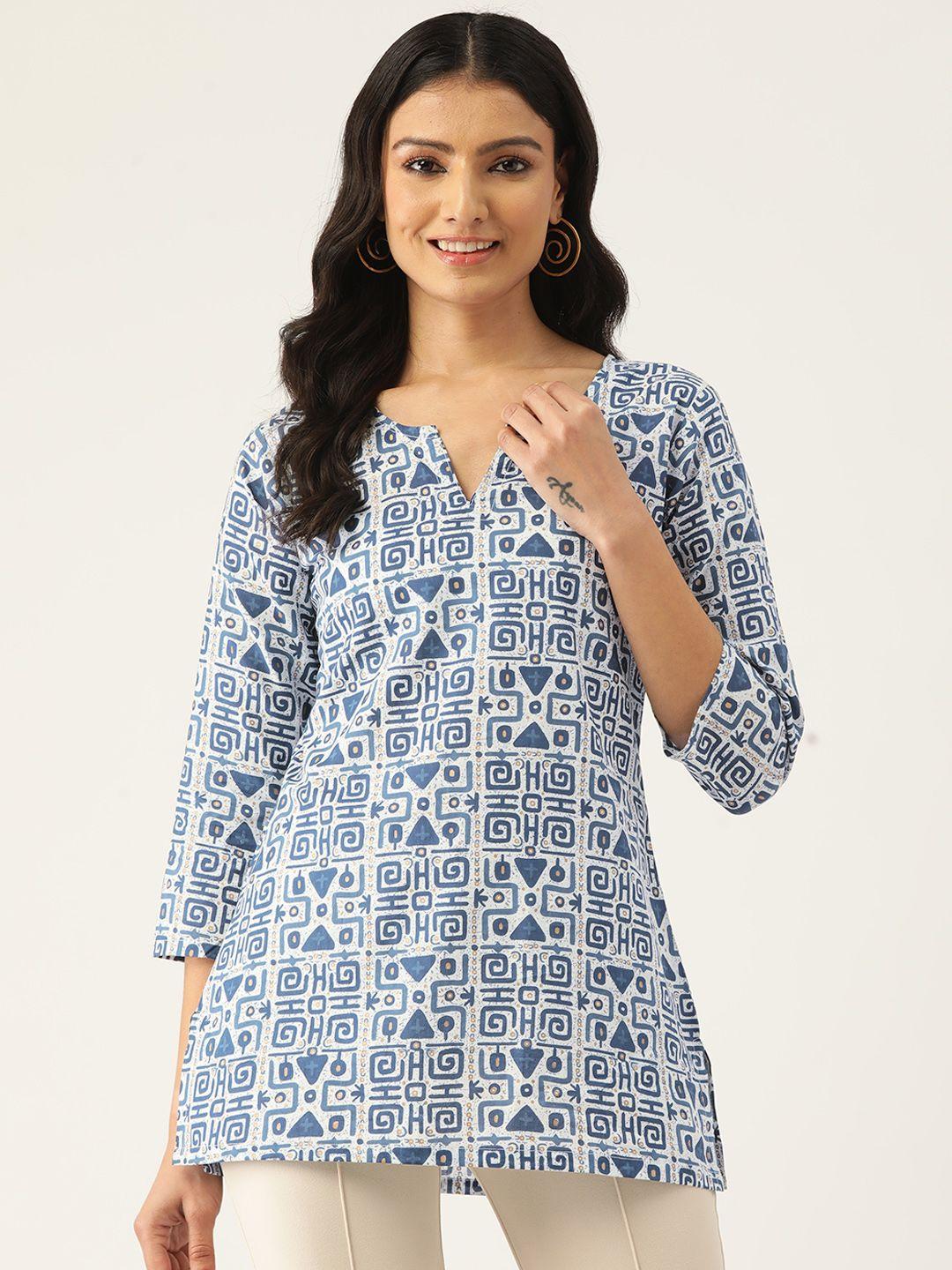 feranoid geometric printed pure cotton kurti