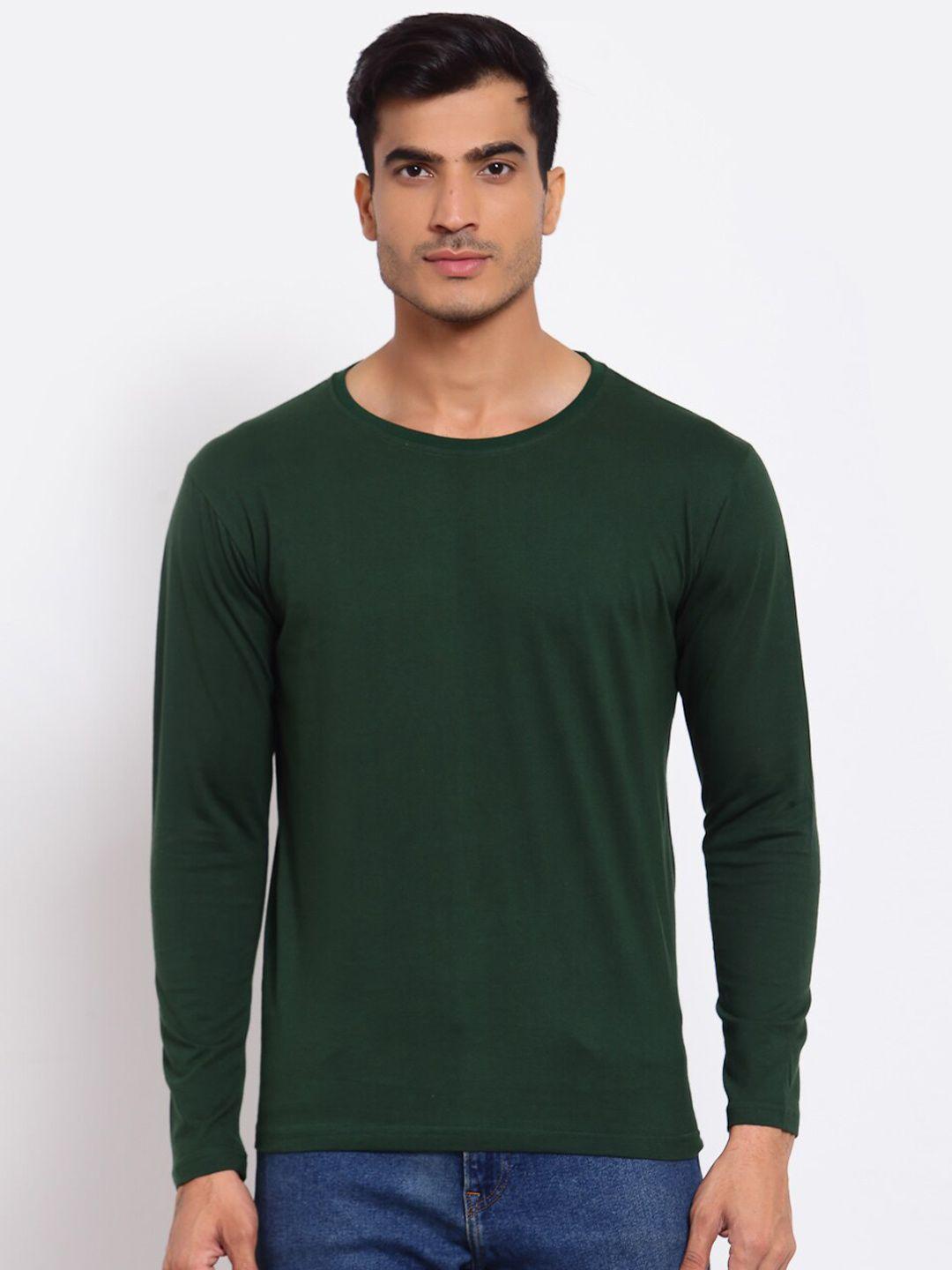 feranoid men green solid regular fit t-shirt