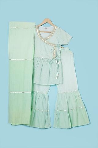fern-green-cotton-&-chanderi-sharara-set-for-girls