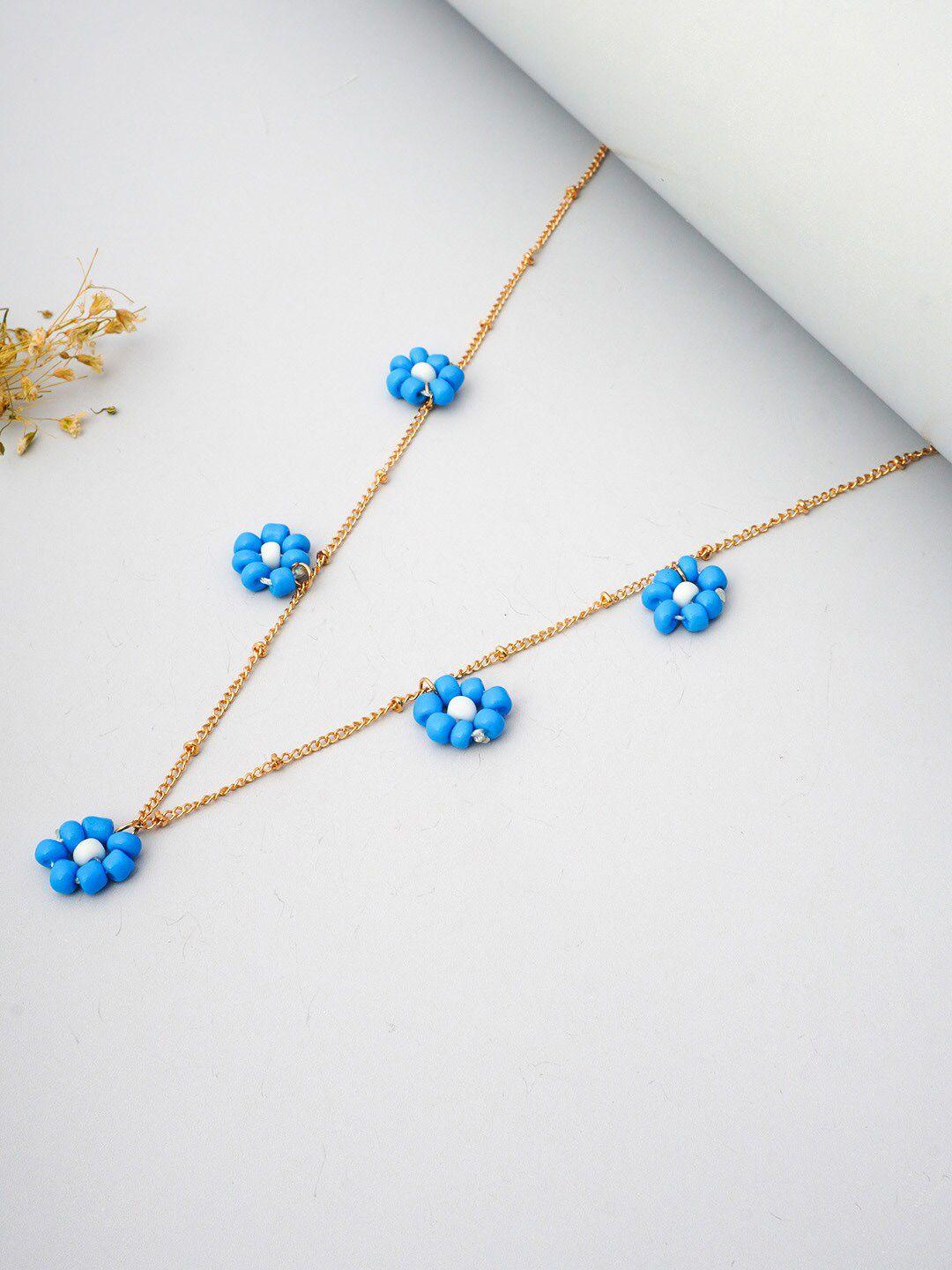 ferosh blue & gold-toned flower necklace