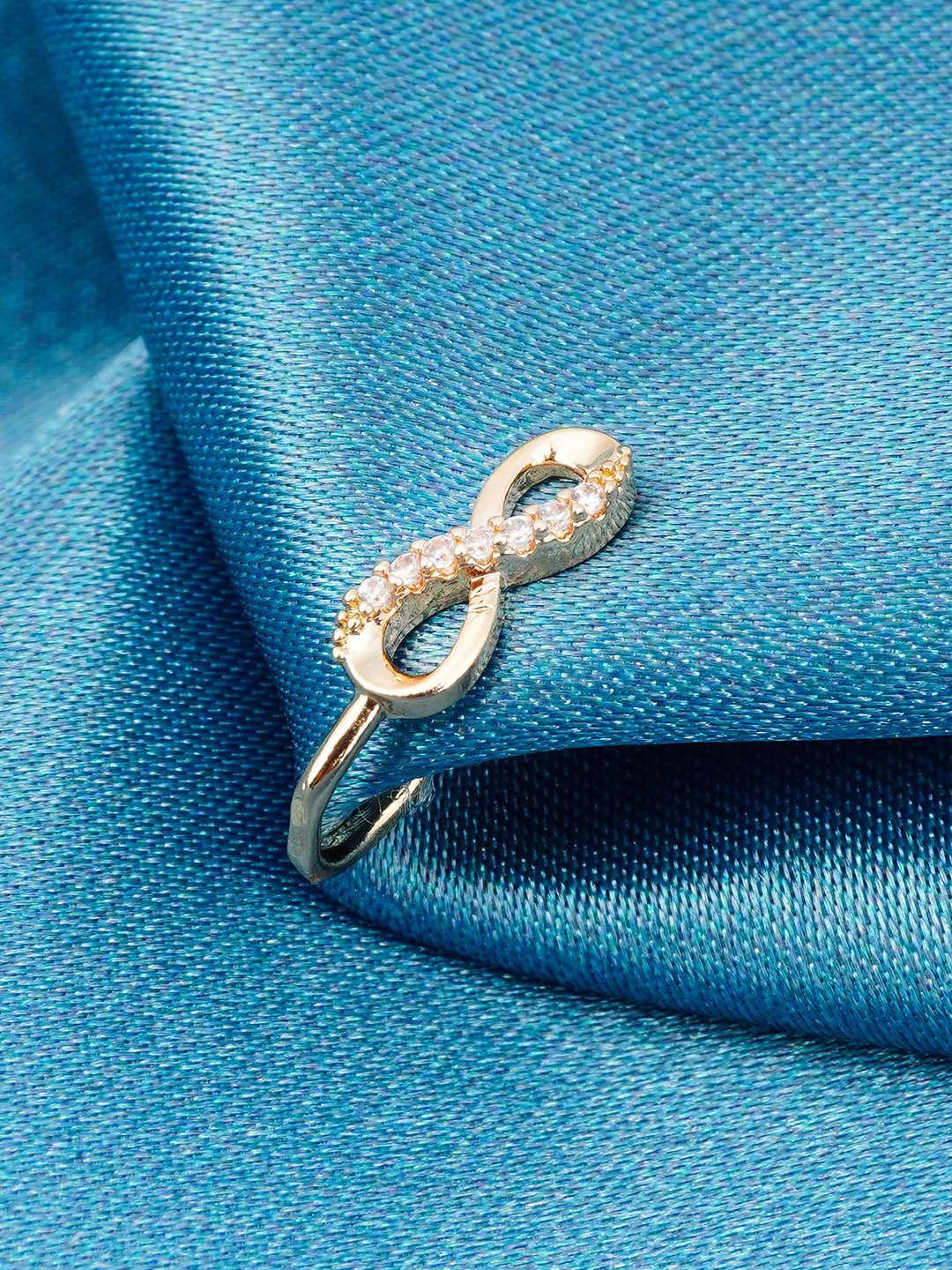 ferosh gold-plated & stone-studded infinity nose pin