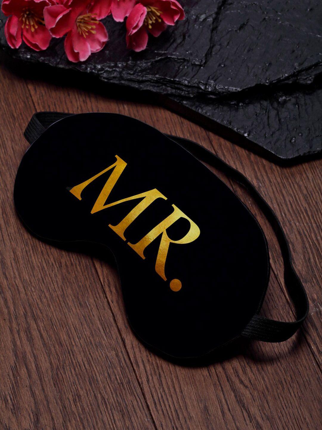 ferosh black & gold-coloured mr. printed eye mask