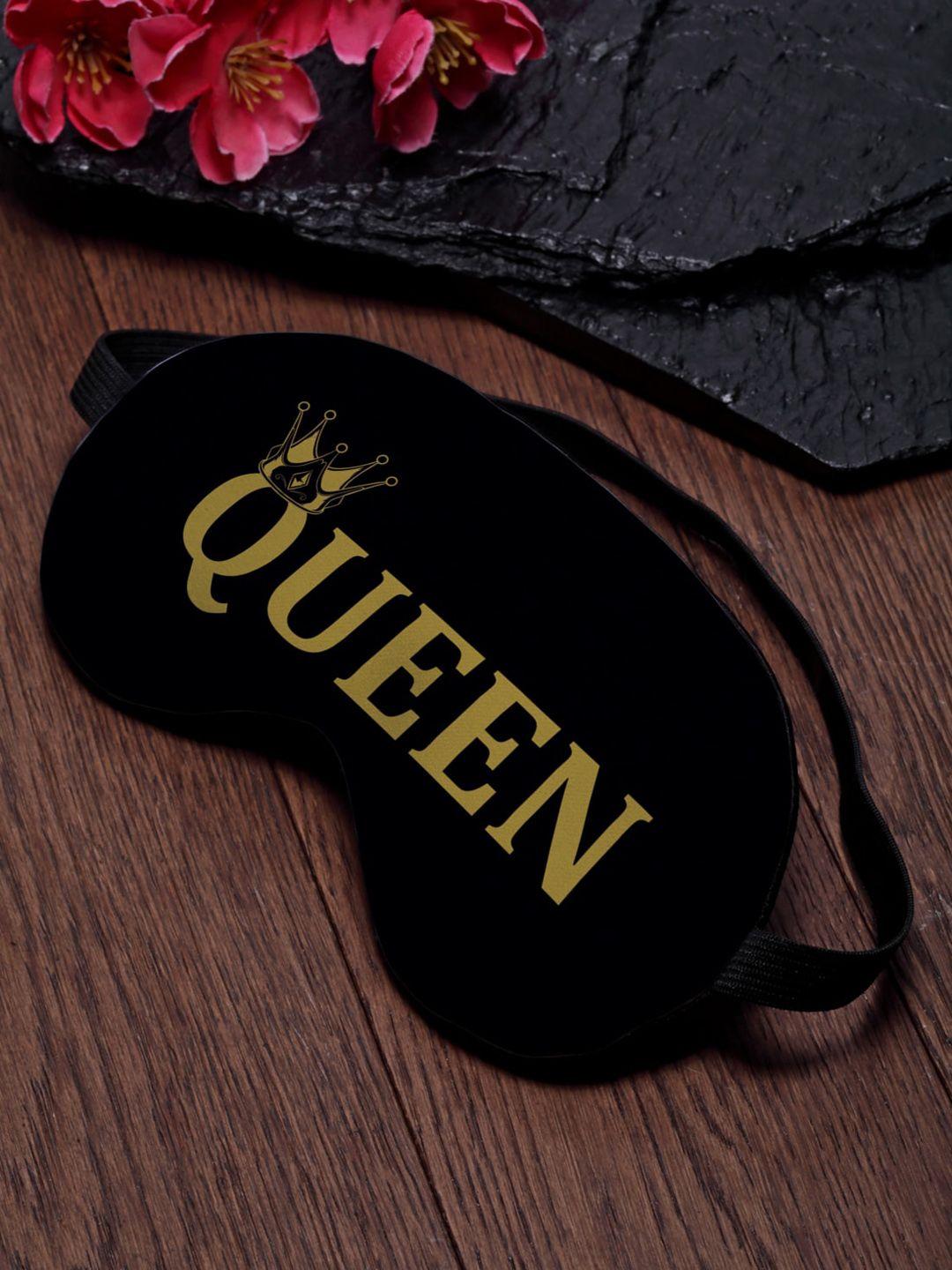 ferosh black & gold-toned queen crown printed eye mask