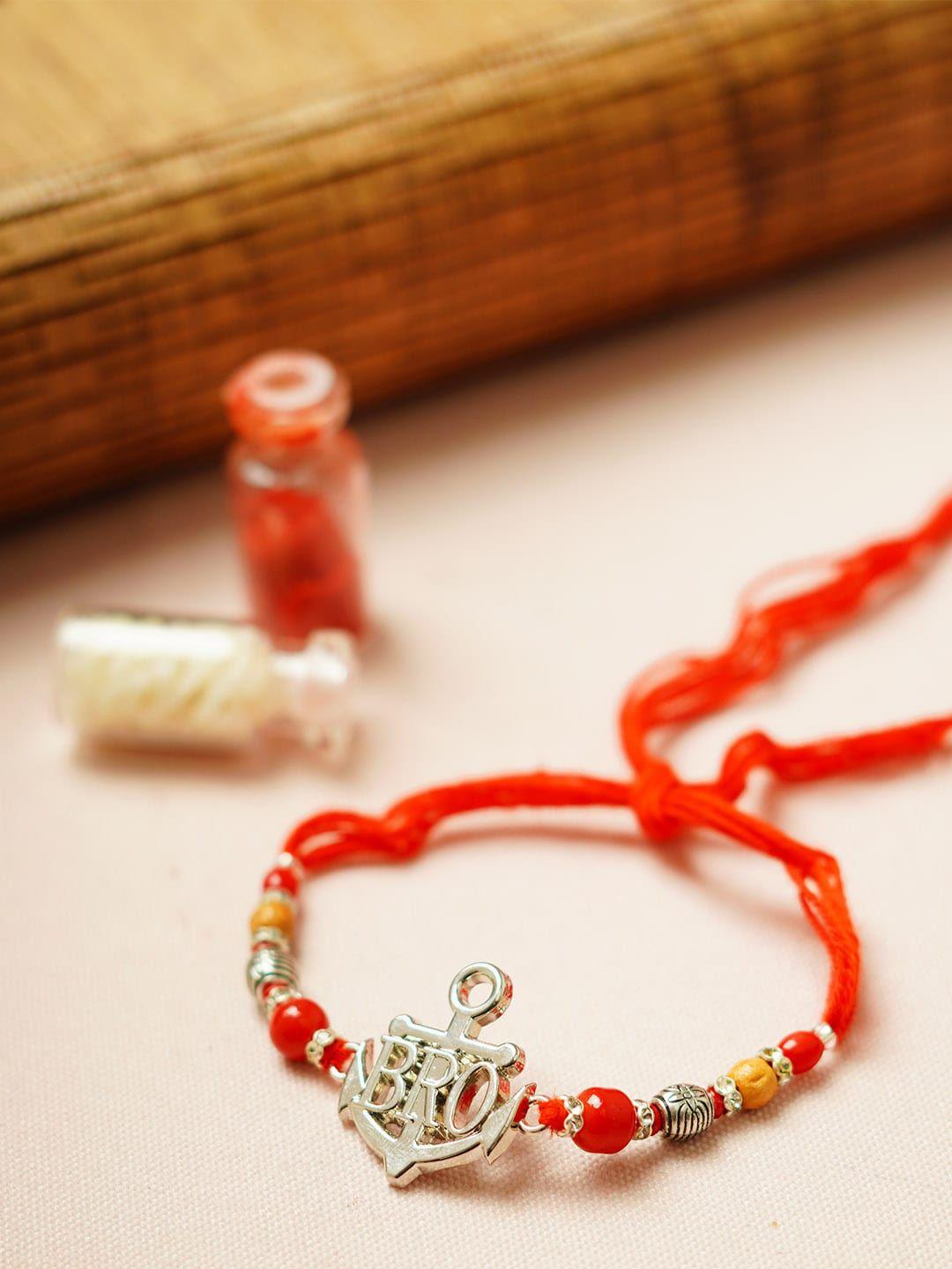 ferosh bro text beaded thread rakhi