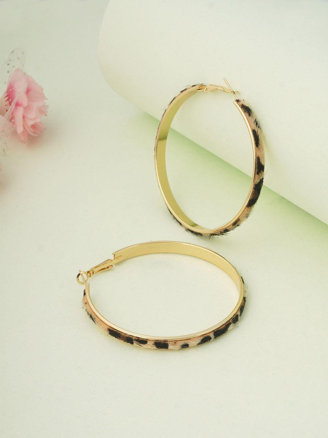 ferosh gold-plated & black circular hoop earrings