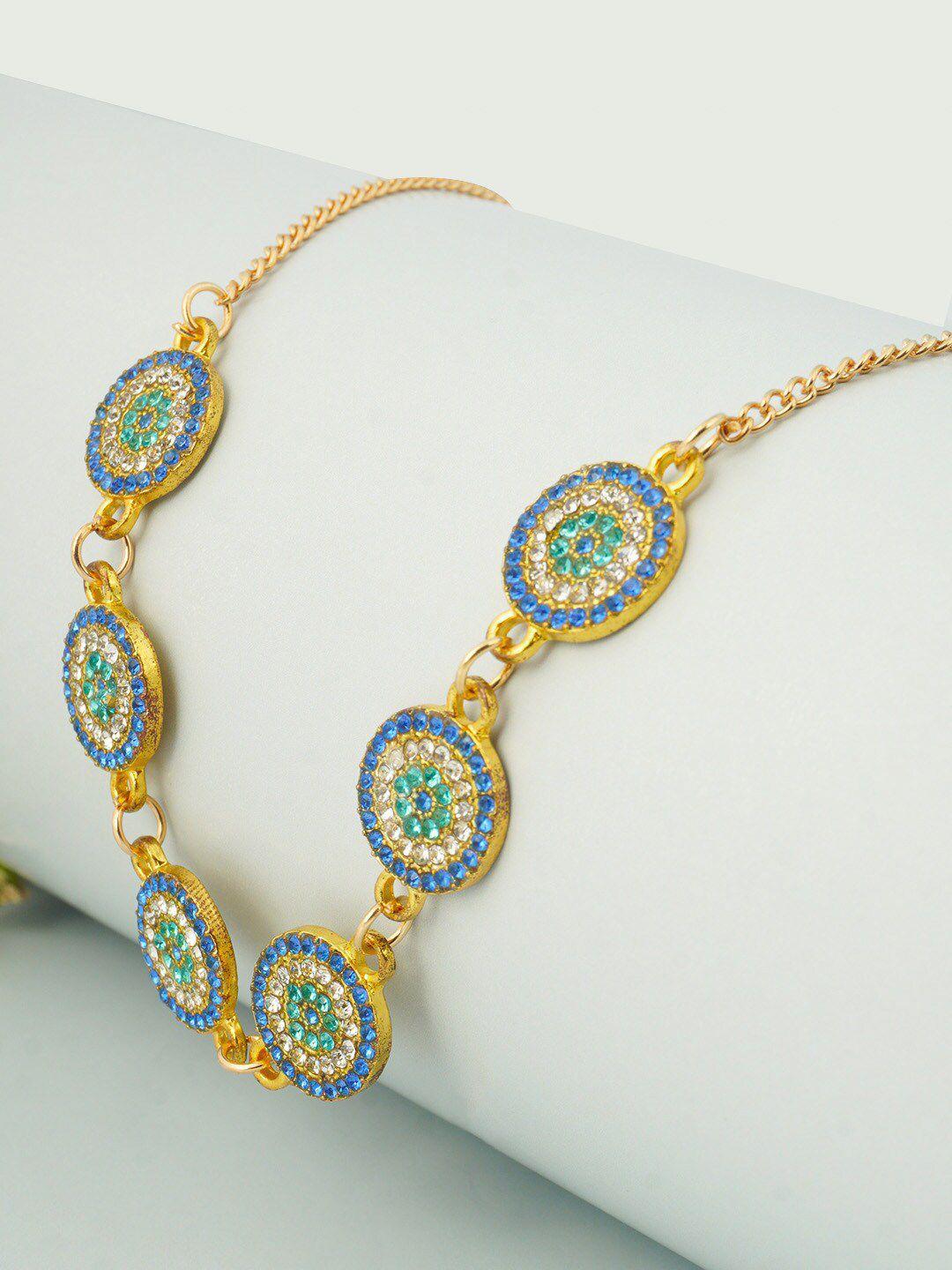 ferosh gold-toned & blue crystal evil eye necklace