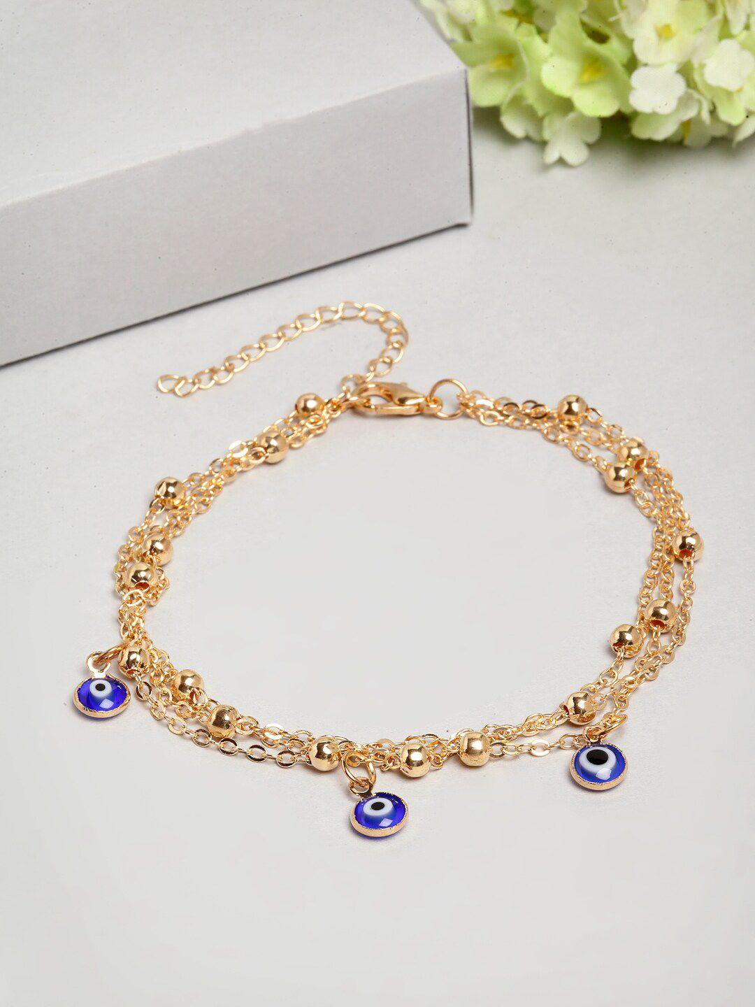 ferosh gold-toned & blue multi layered anklet