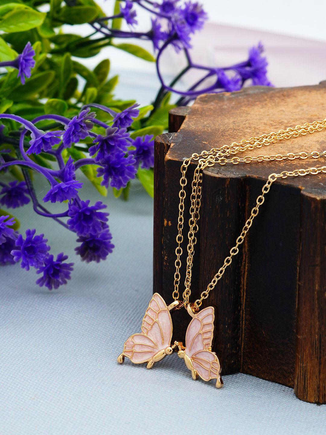 ferosh gold-toned & pink gold-plated layered necklace