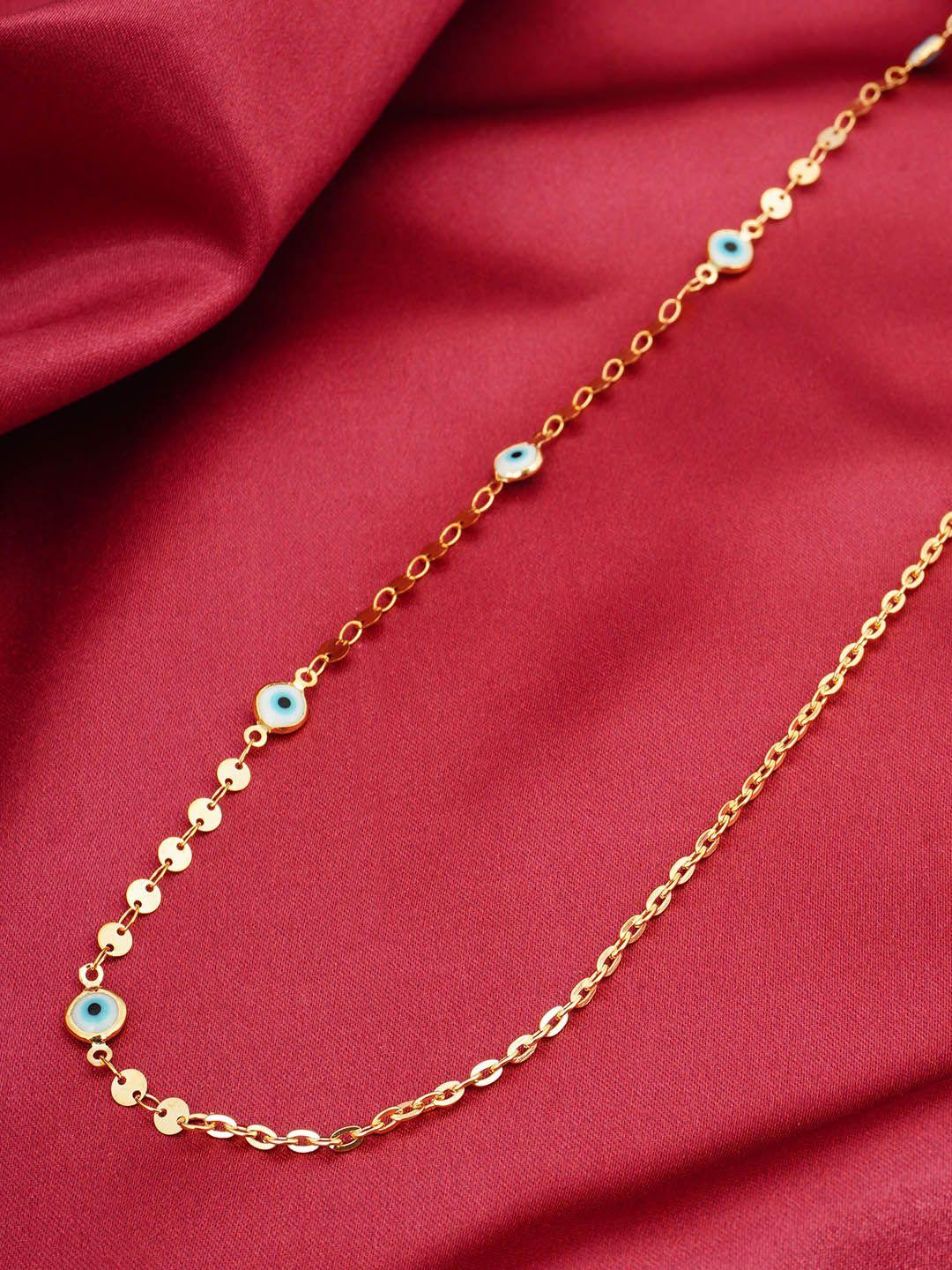 ferosh gold-toned & white artificial evil eye beaded waist chain