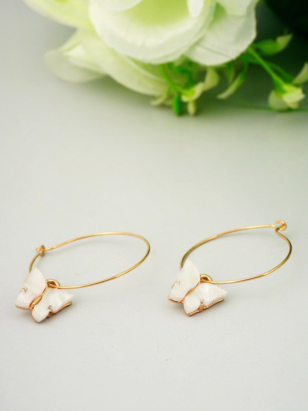 ferosh gold-toned & white contemporary hoop earrings