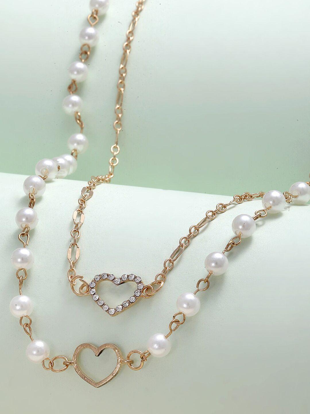 ferosh gold-toned & white layered necklace