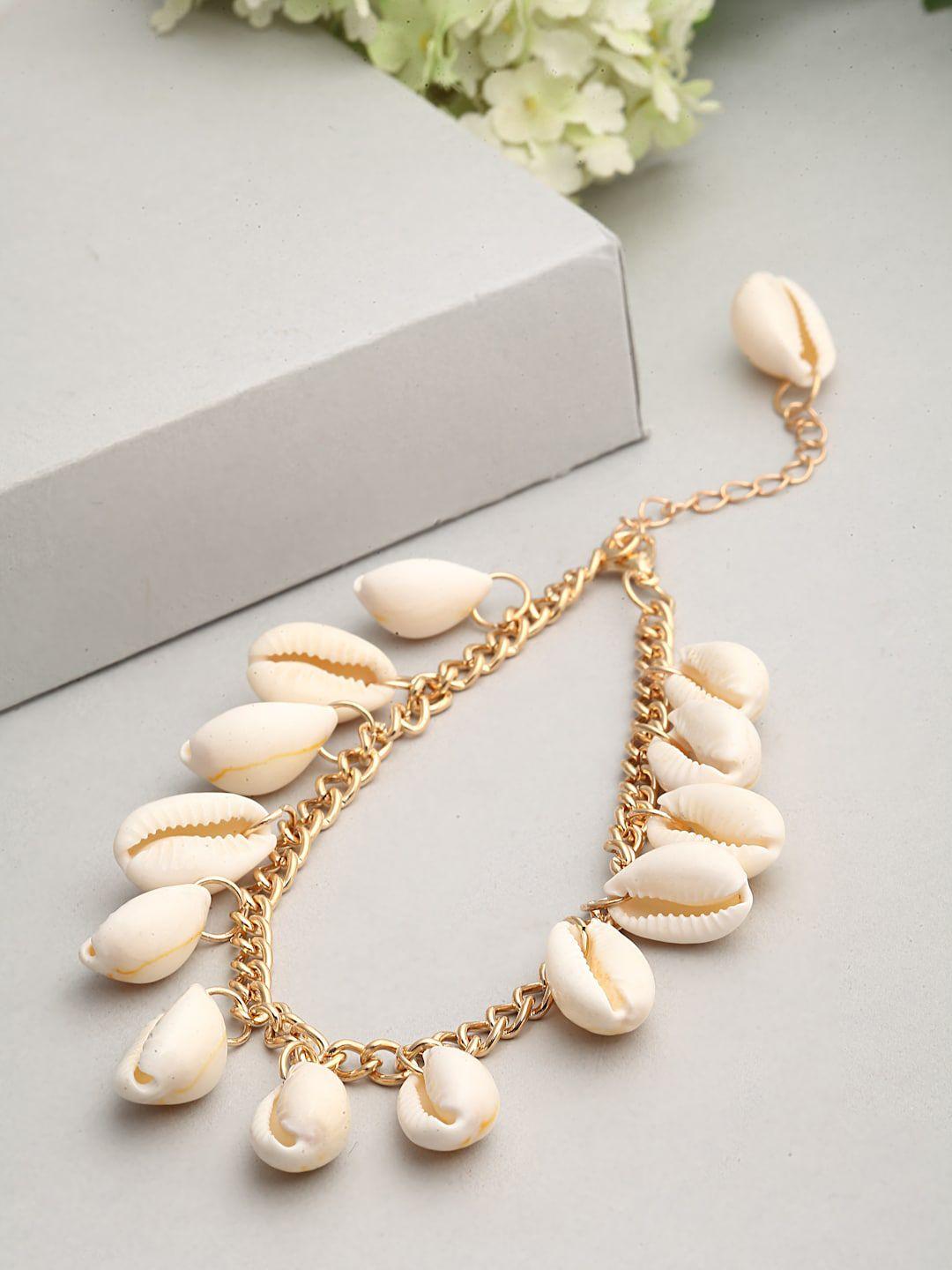 ferosh gold-toned bahari sea shell charm anklet