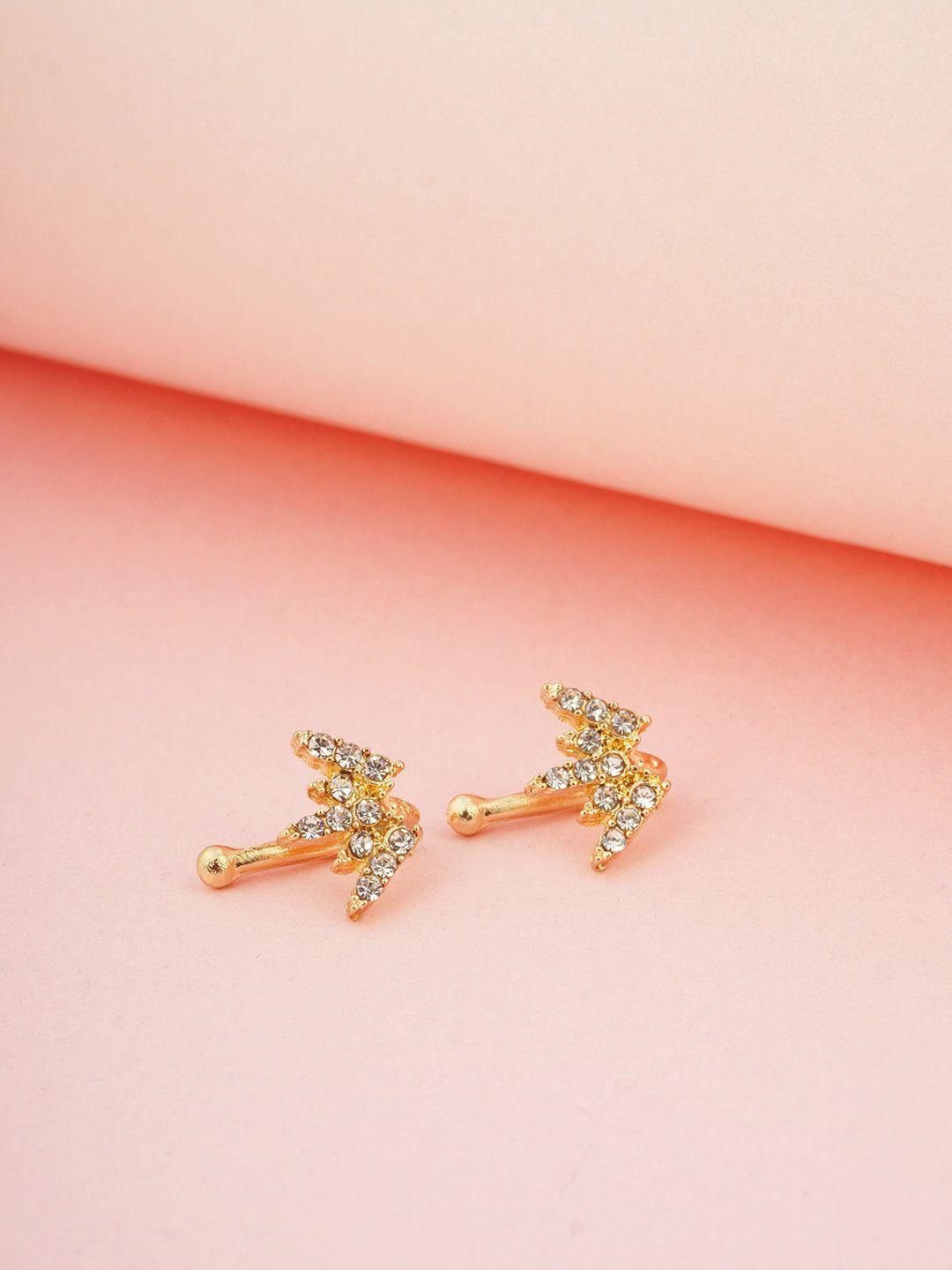 ferosh gold-toned crystal spiked flower classic ear cuff