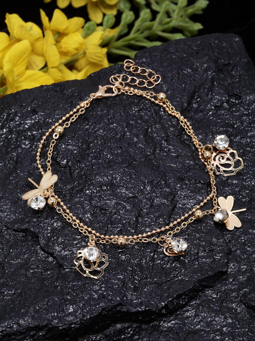 ferosh gold-toned quirky layered anklet