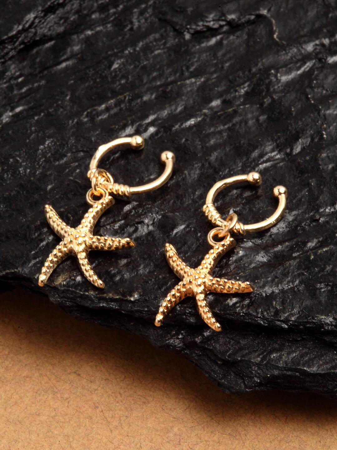 ferosh gold-toned star fish shaped contemporary drop earrings