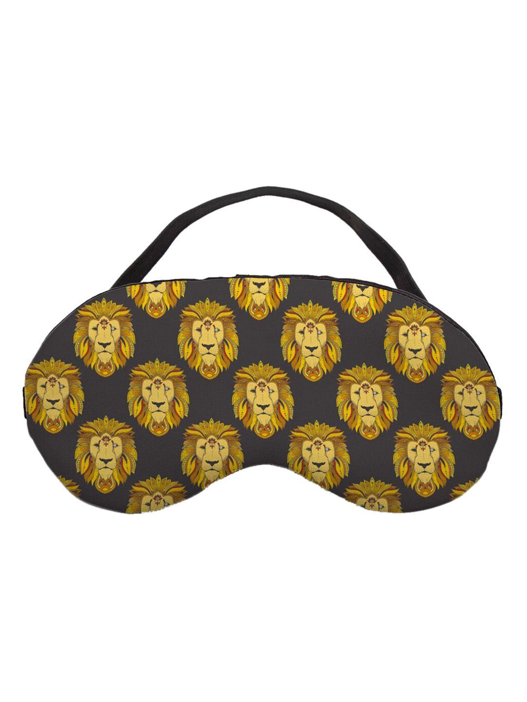 ferosh men grey & yellow lion printed eye mask