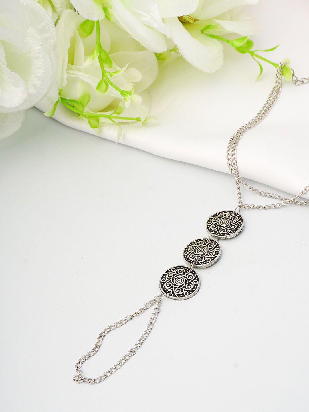 ferosh oxidised silver-toned chain anklet