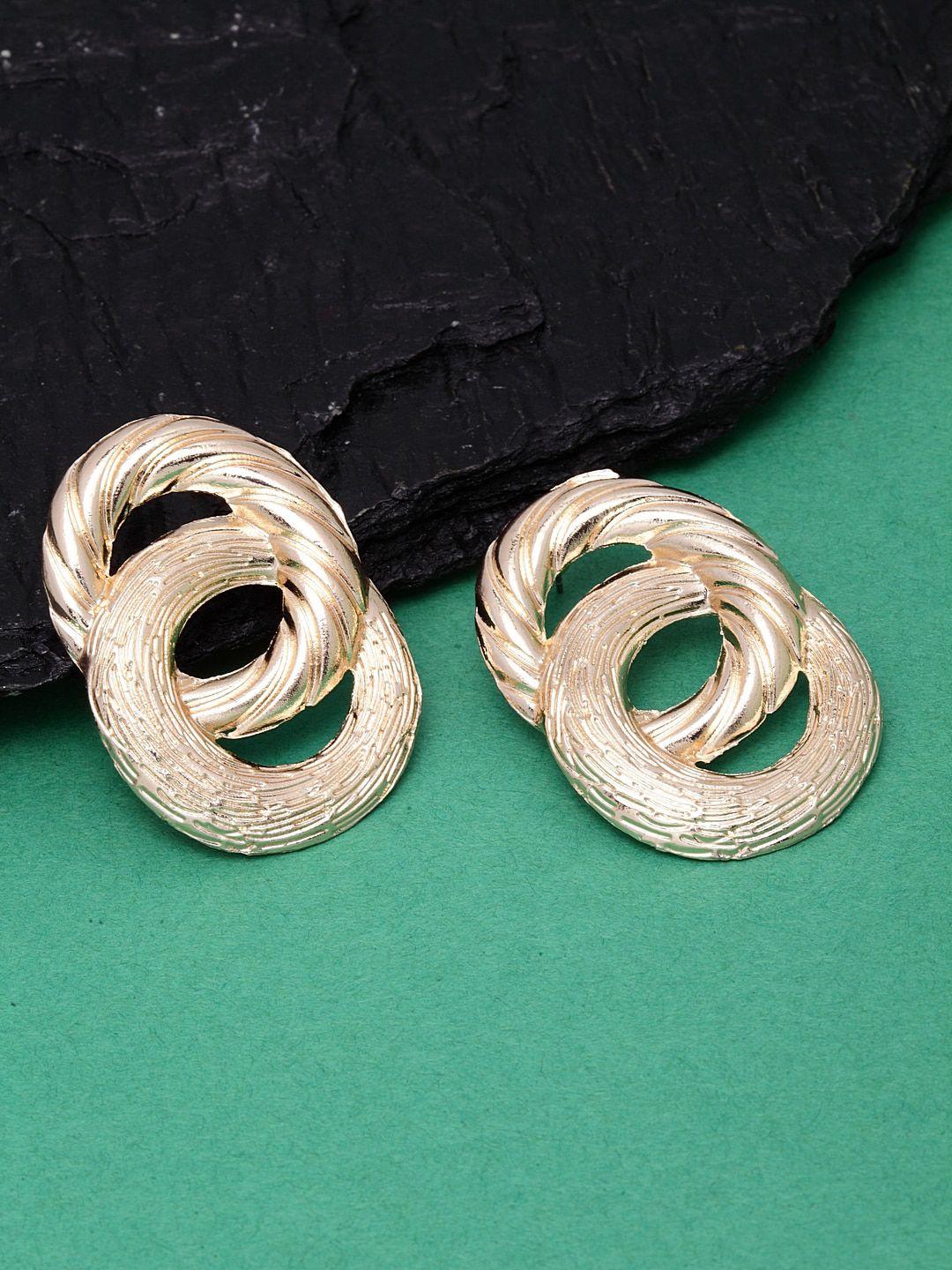 ferosh rose gold geometric layered drop earrings