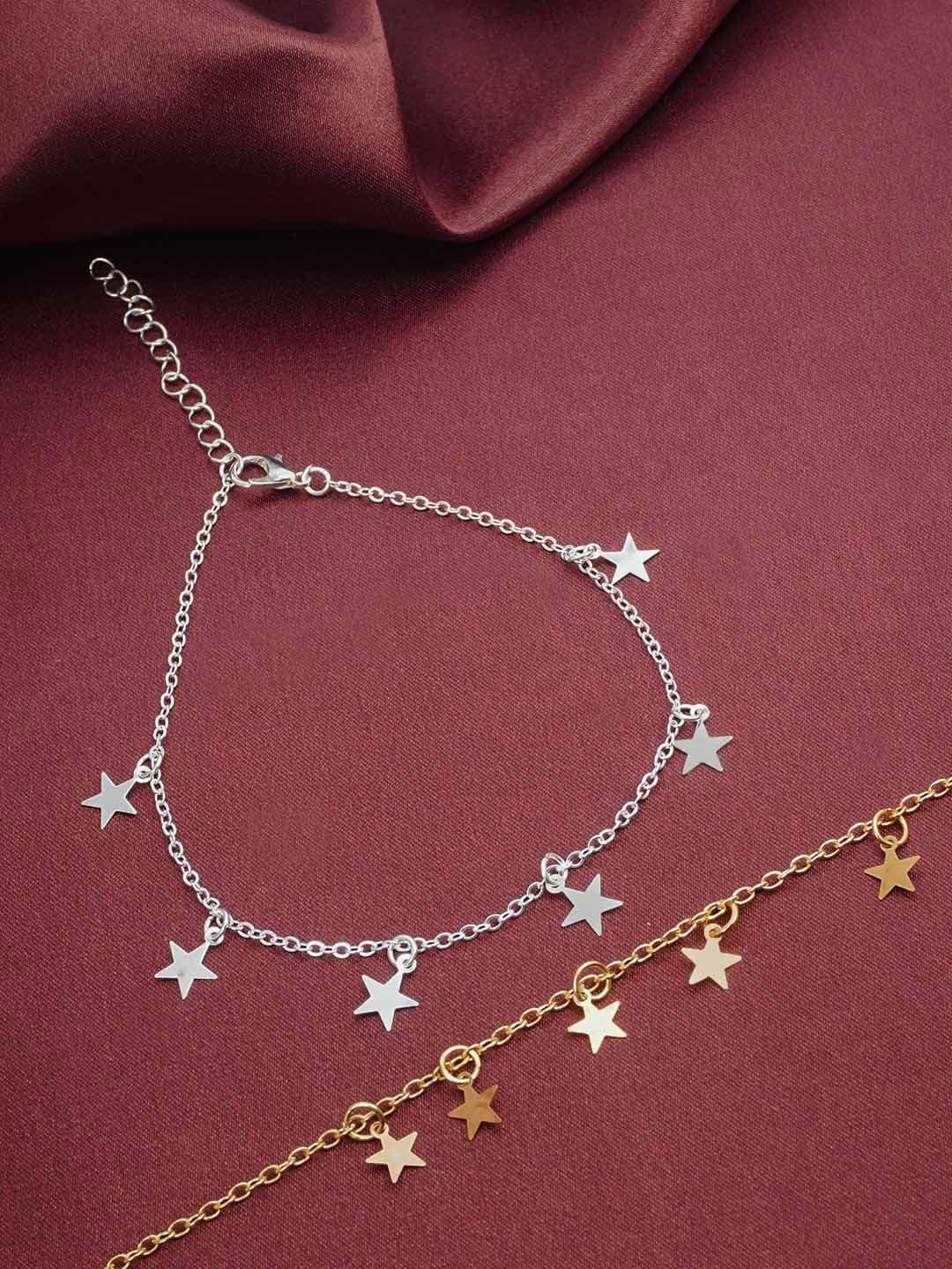 ferosh set of 2 star charm anklets