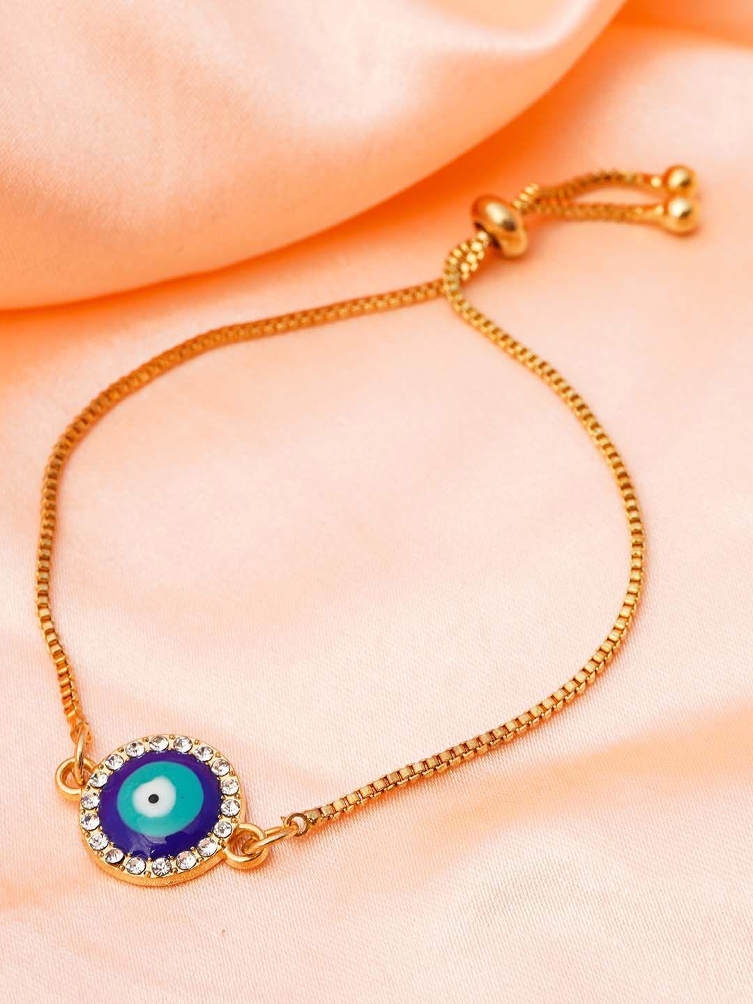 ferosh women blue & gold-toned link bracelet