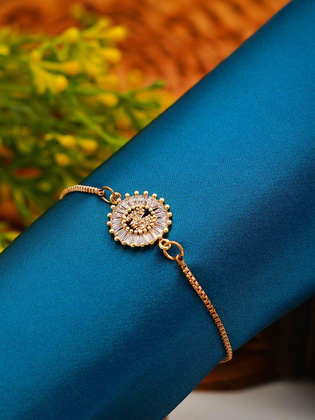 ferosh women crystal studded m alphabet chain bracelet
