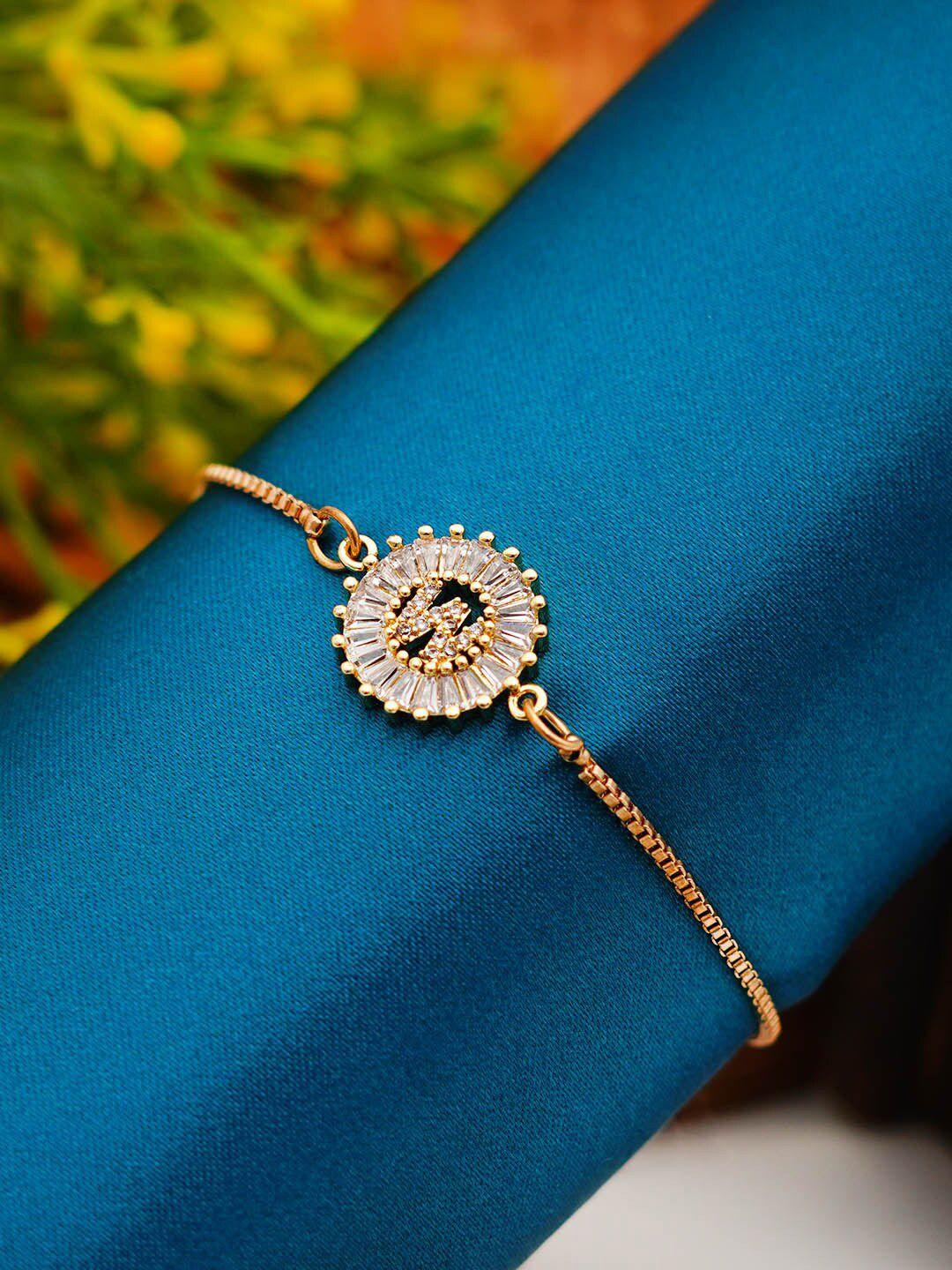 ferosh women crystal studded w alphabet chain bracelet