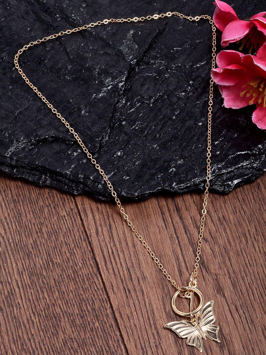 ferosh women gold-toned butterfly alloy minimal necklace