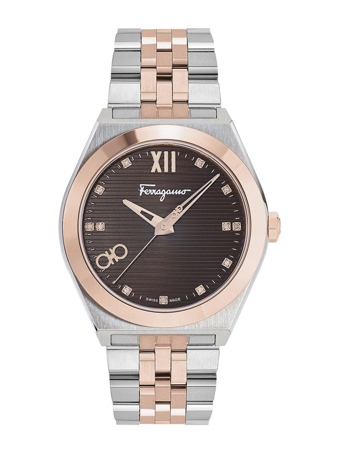 ferragamo men embellished dial & stainless steel bracelet style analogue watch sfki00423