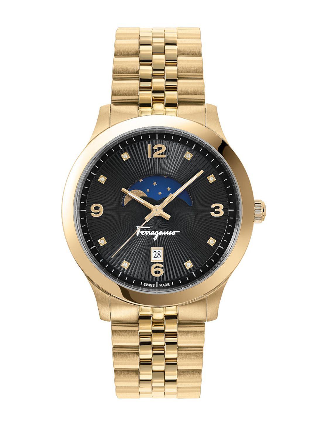 ferragamo men embellished dial & stainless steel bracelet style analogue watch sfmo00422