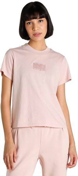 ferrari style tee women women solid crew neck cotton blend pink t-shirt