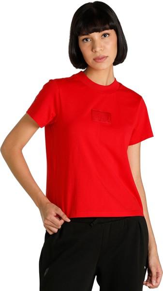 ferrari style tee women women solid crew neck cotton blend red t-shirt