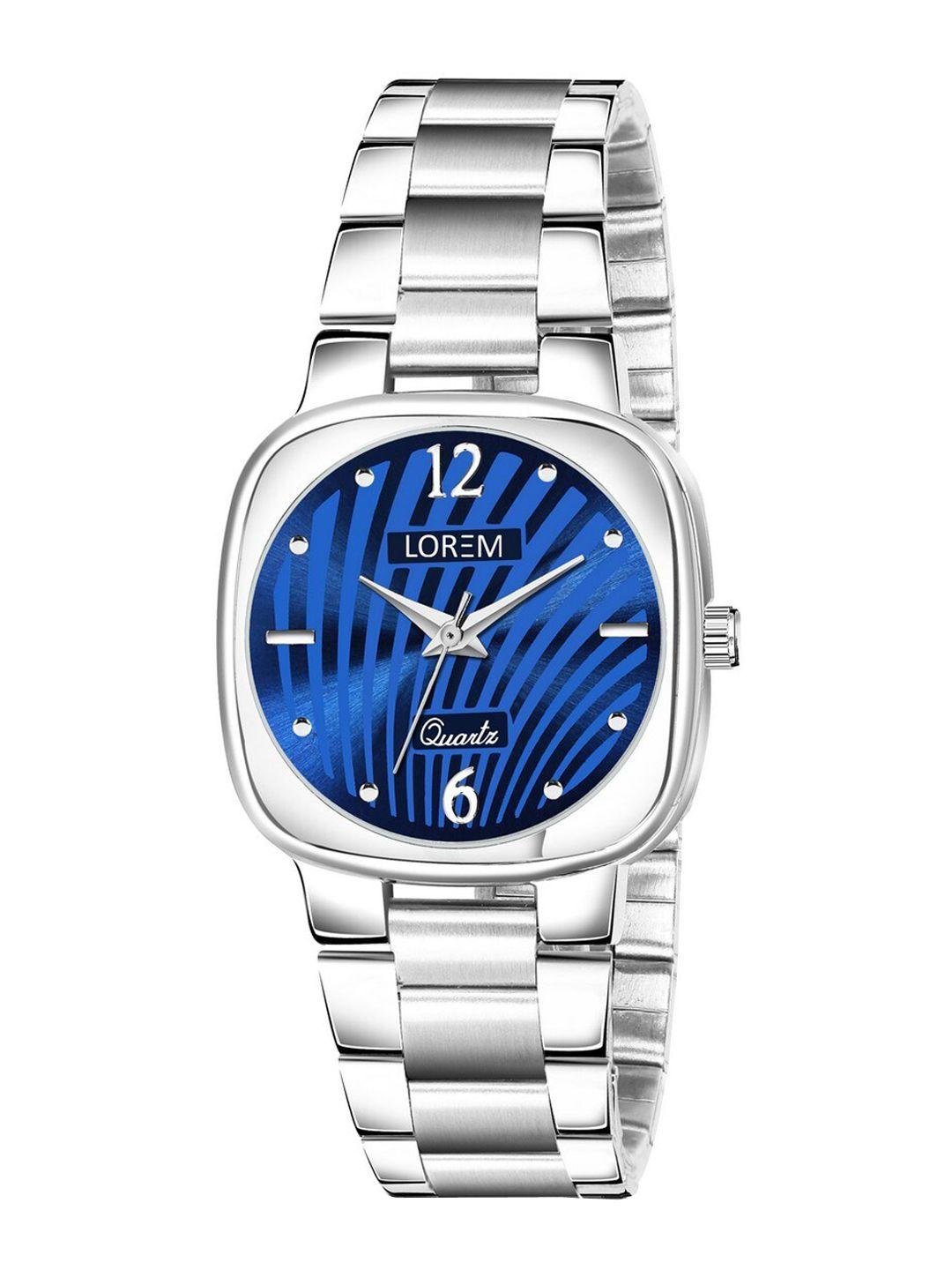 ferrizzo women blue dial & silver toned bracelet style straps analogue watch lr307-fz