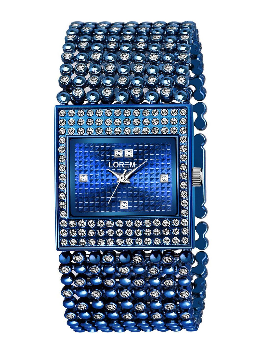 ferrizzo women blue embellished dial & blue bracelet style straps analogue watch lr290-blue