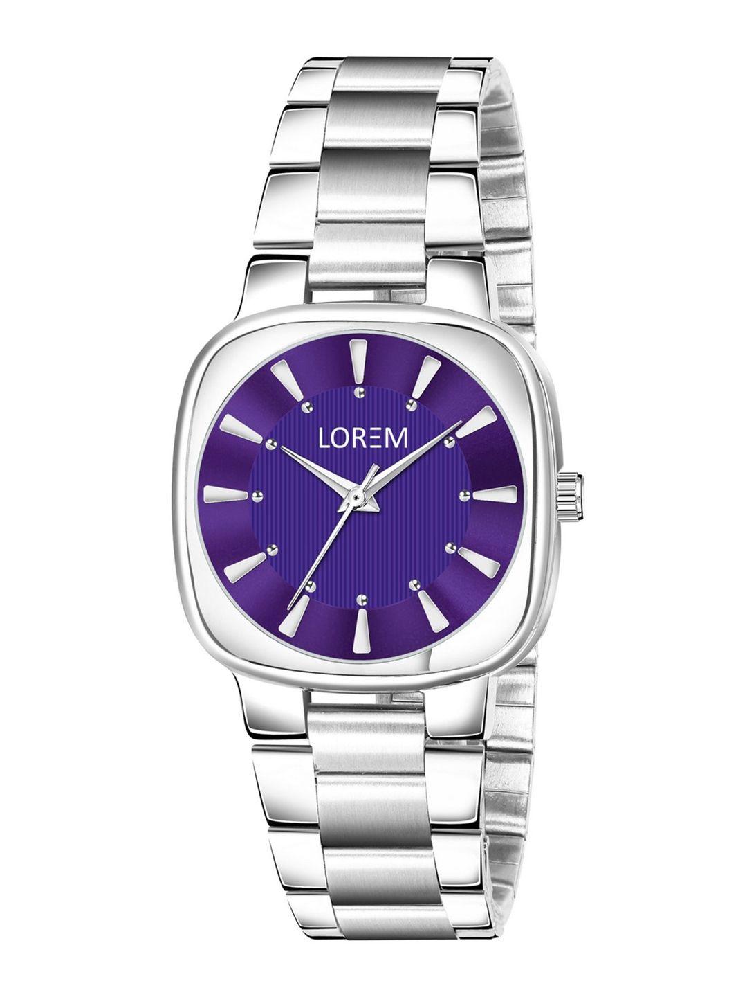 ferrizzo women purple dial & silver toned bracelet style straps analogue watch