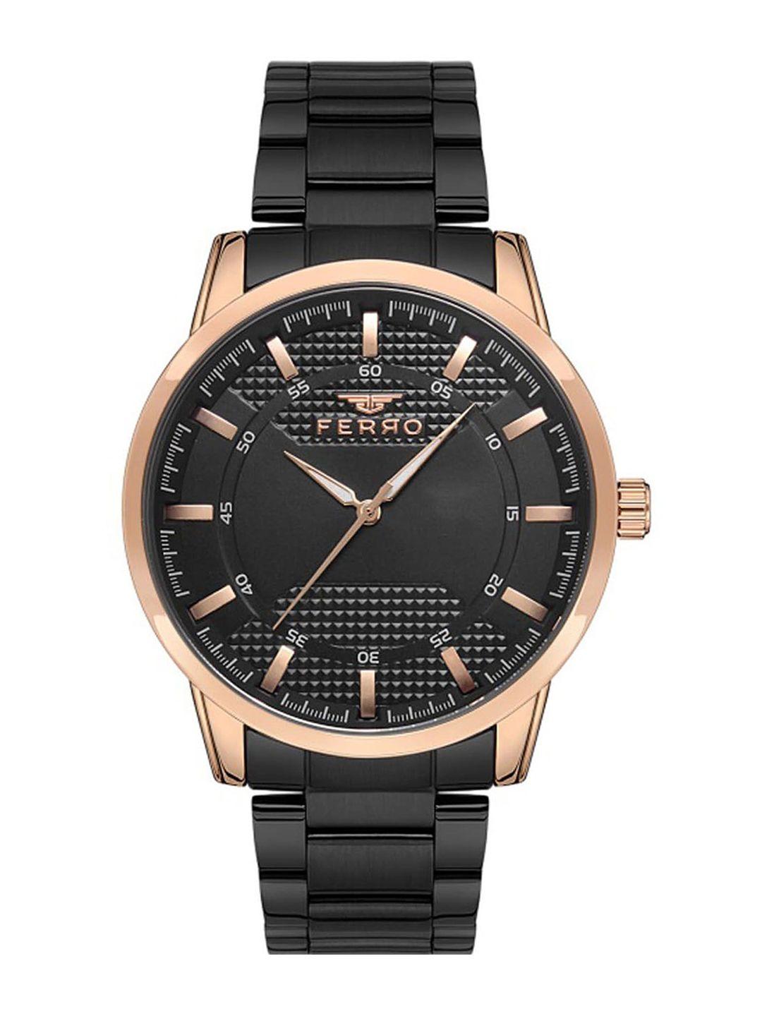 ferro men brass dial & stainless steel bracelet style straps analogue watch f11223a-r