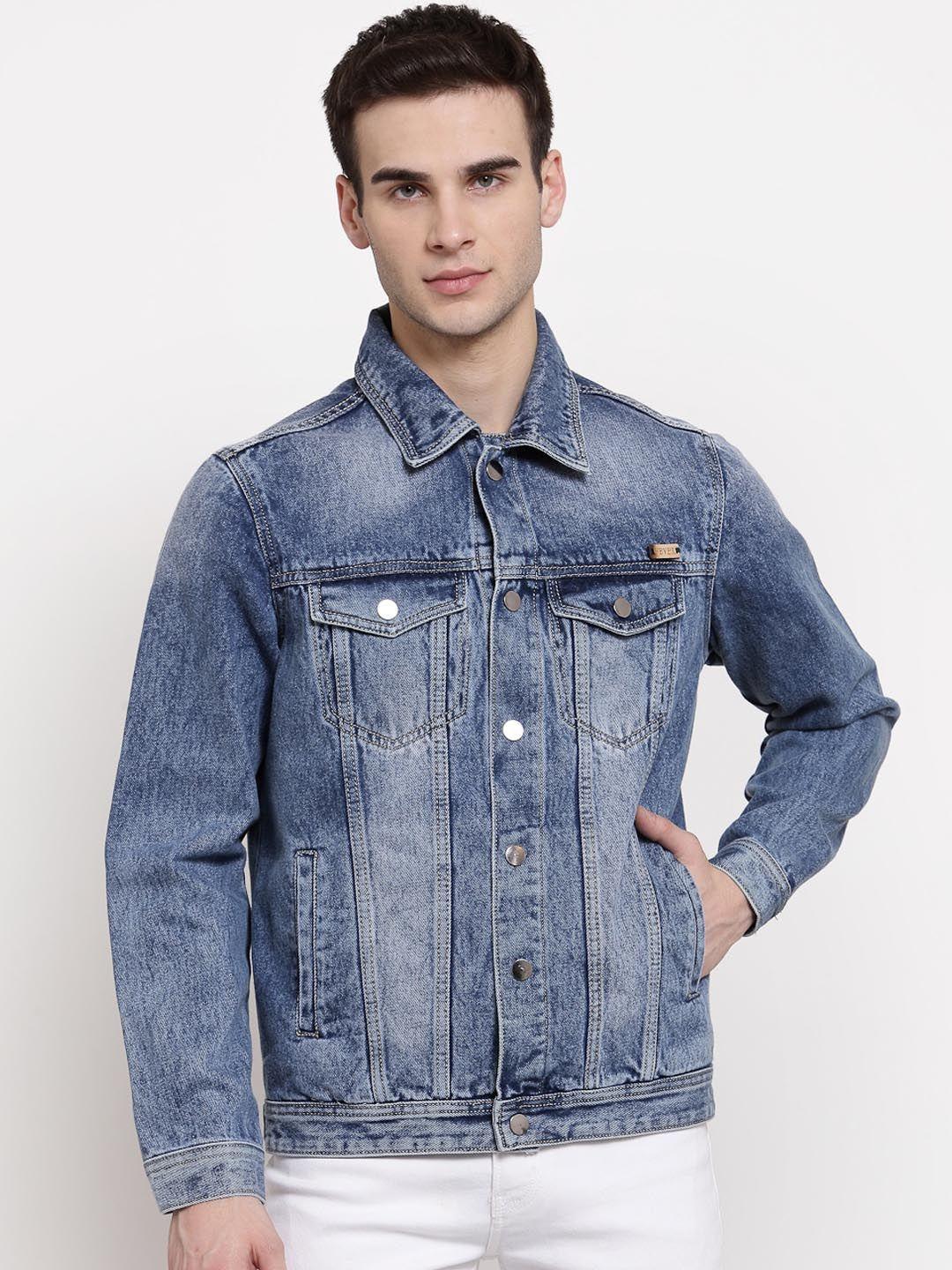 fever men blue washed denim jacket