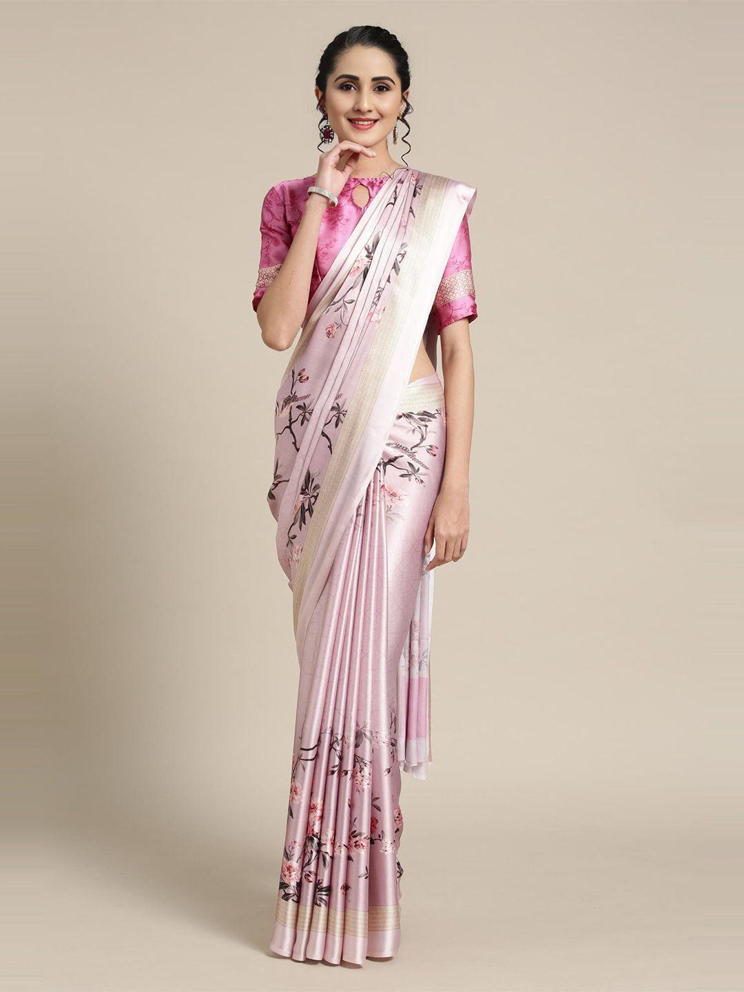 fevinaa floral satin saree