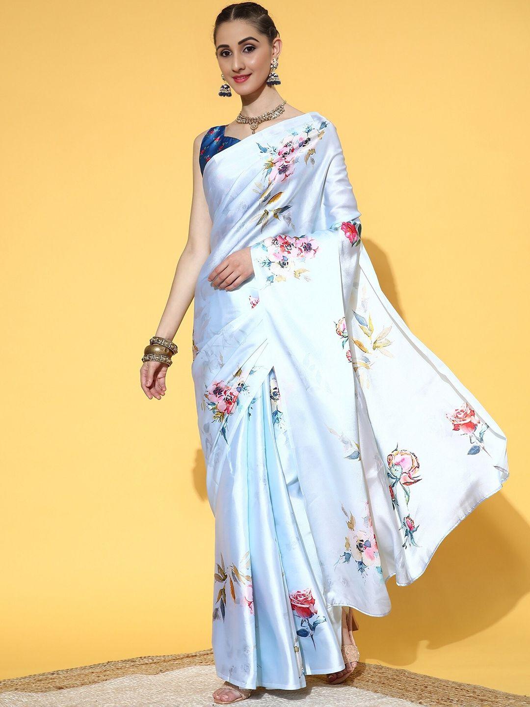 fevinaa floral satin saree