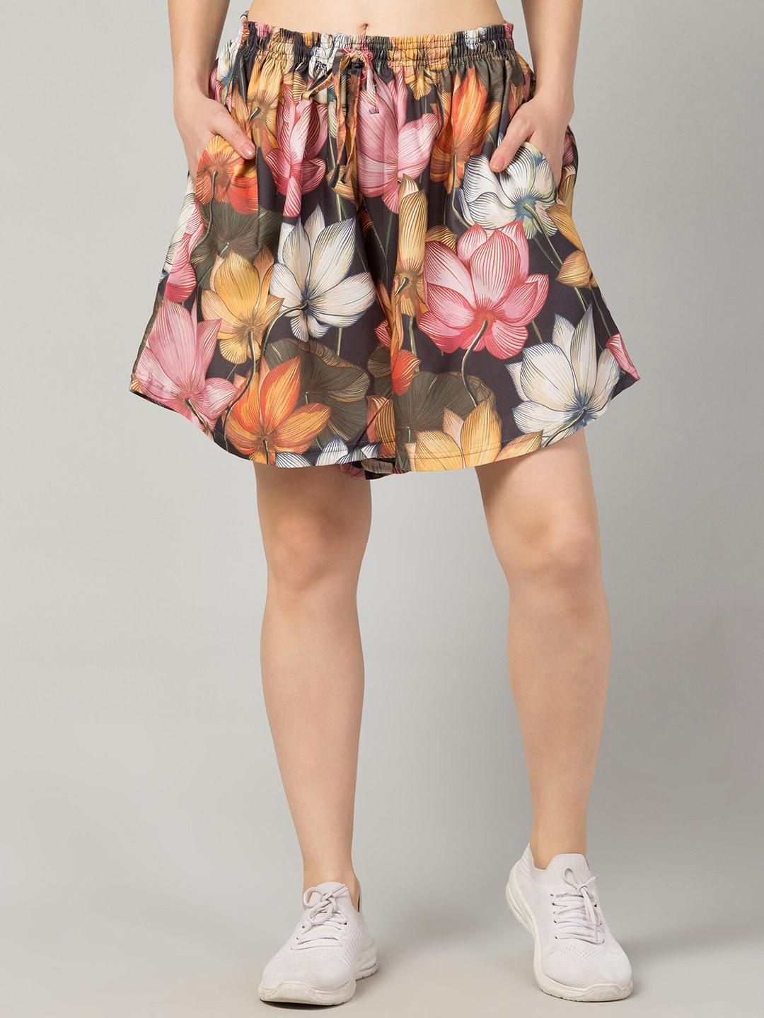 fflirtygo women floral printed loose fit shorts