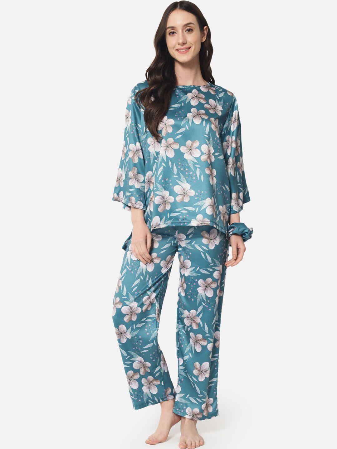 fflirtygo women floral printed night suit