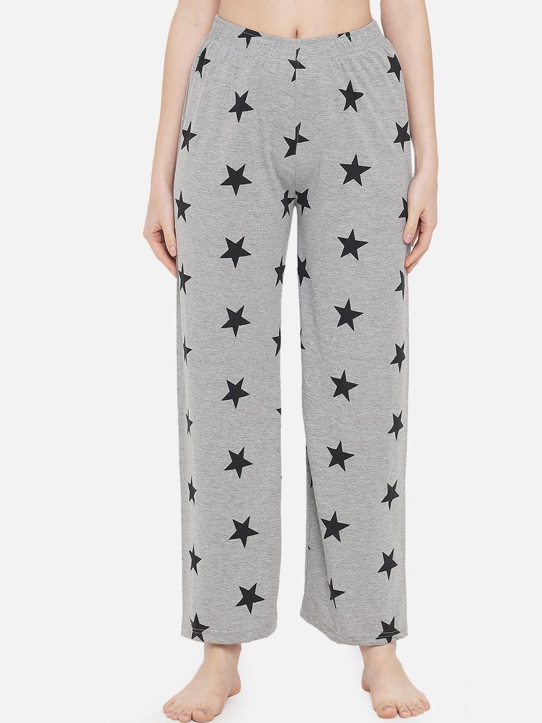 fflirtygo women grey & black star printed pyjamas