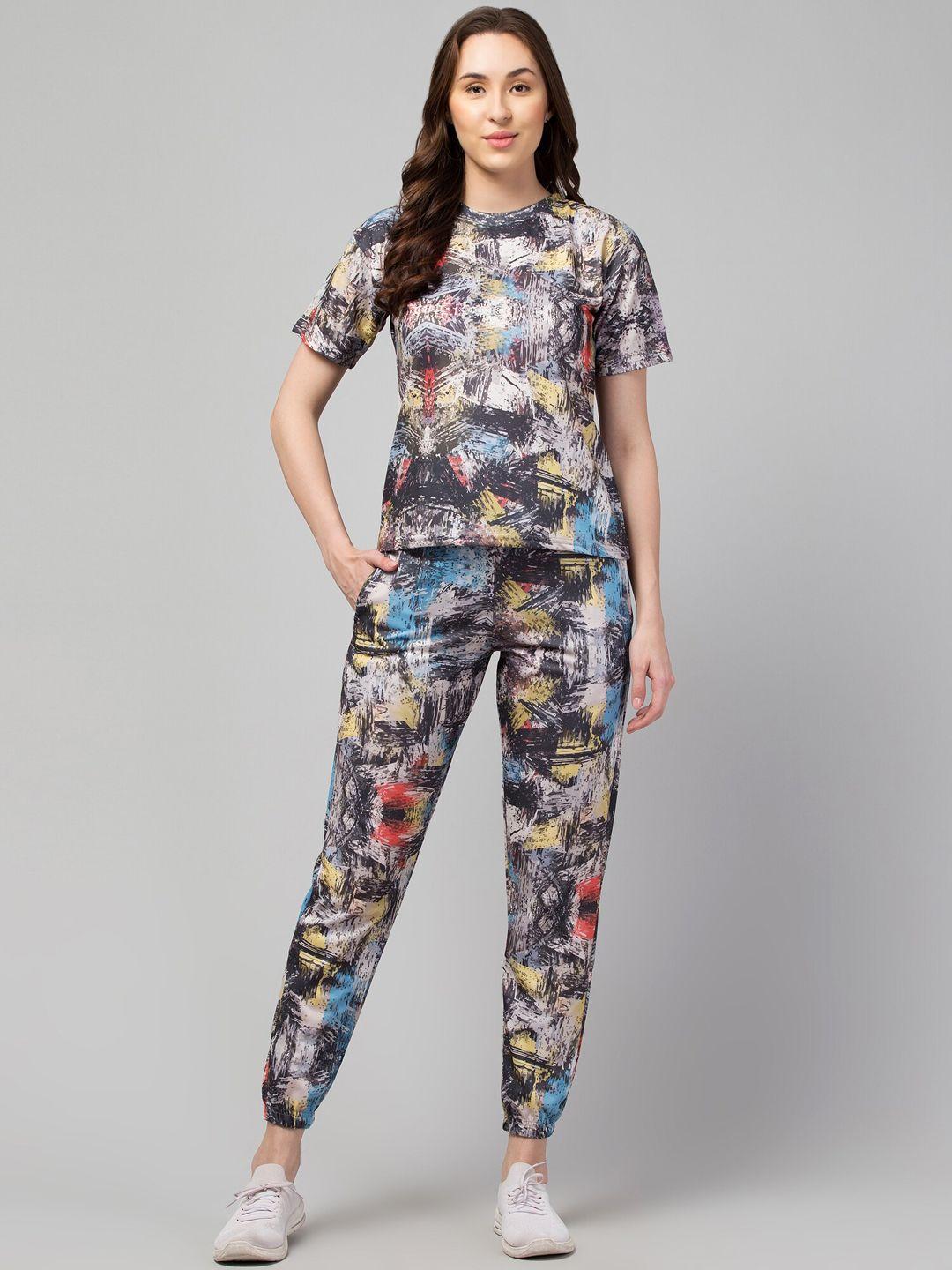 fflirtygo abstract printed t-shirt & joggers