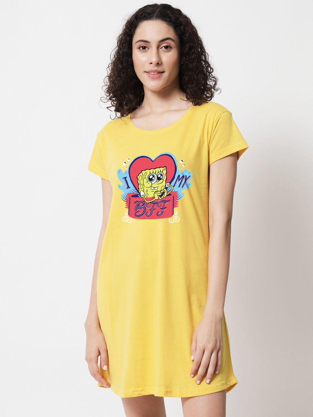 fflirtygo cartoon characters printed round neck t-shirt nightdress