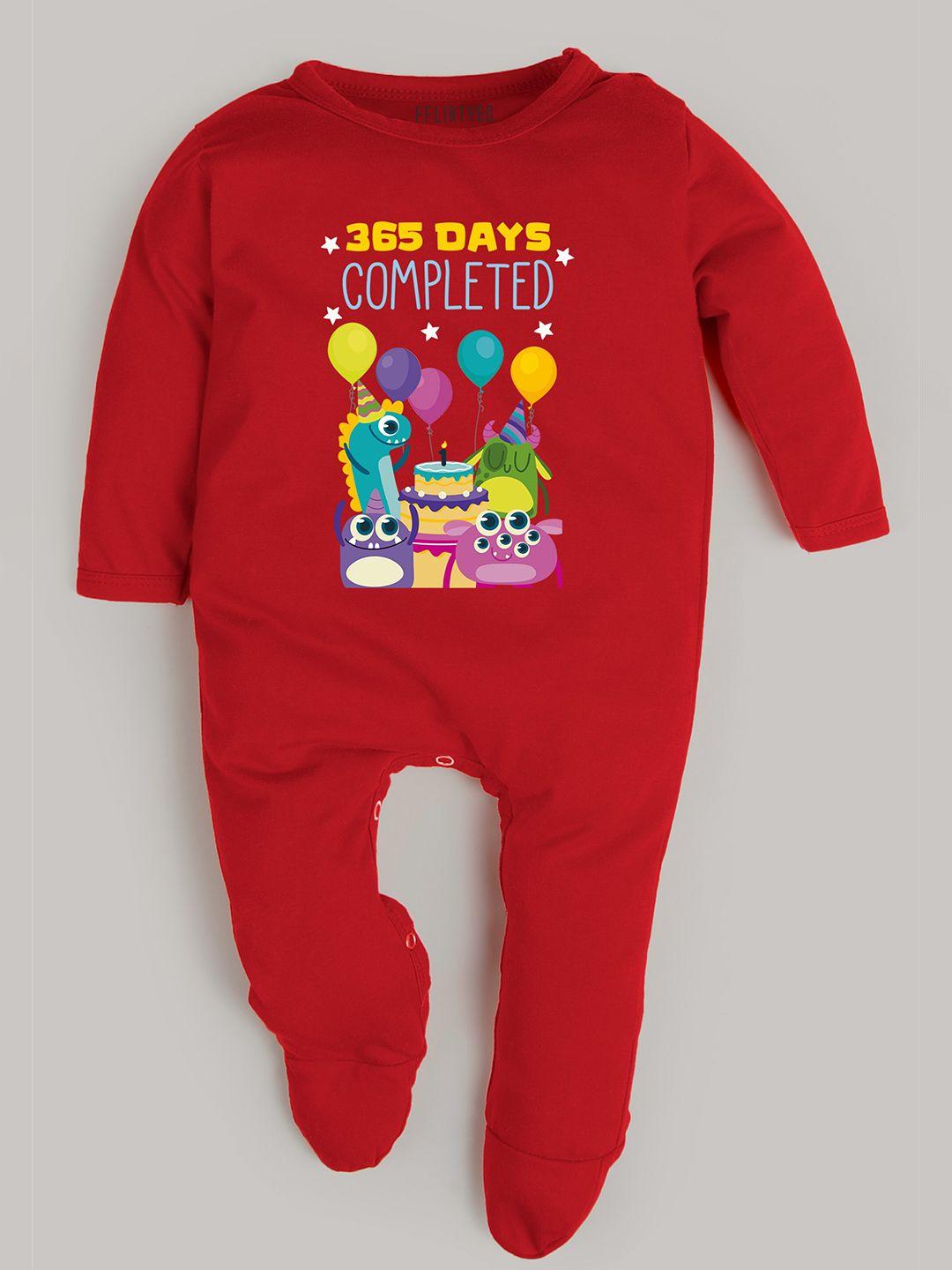 fflirtygo infant kids red printed cotton sleepsuit