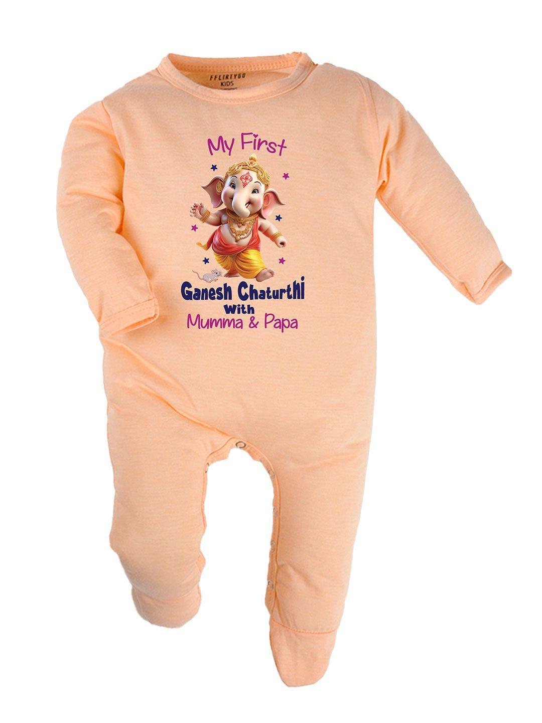 fflirtygo kids ganesh chaturthi printed pure cotton rompers