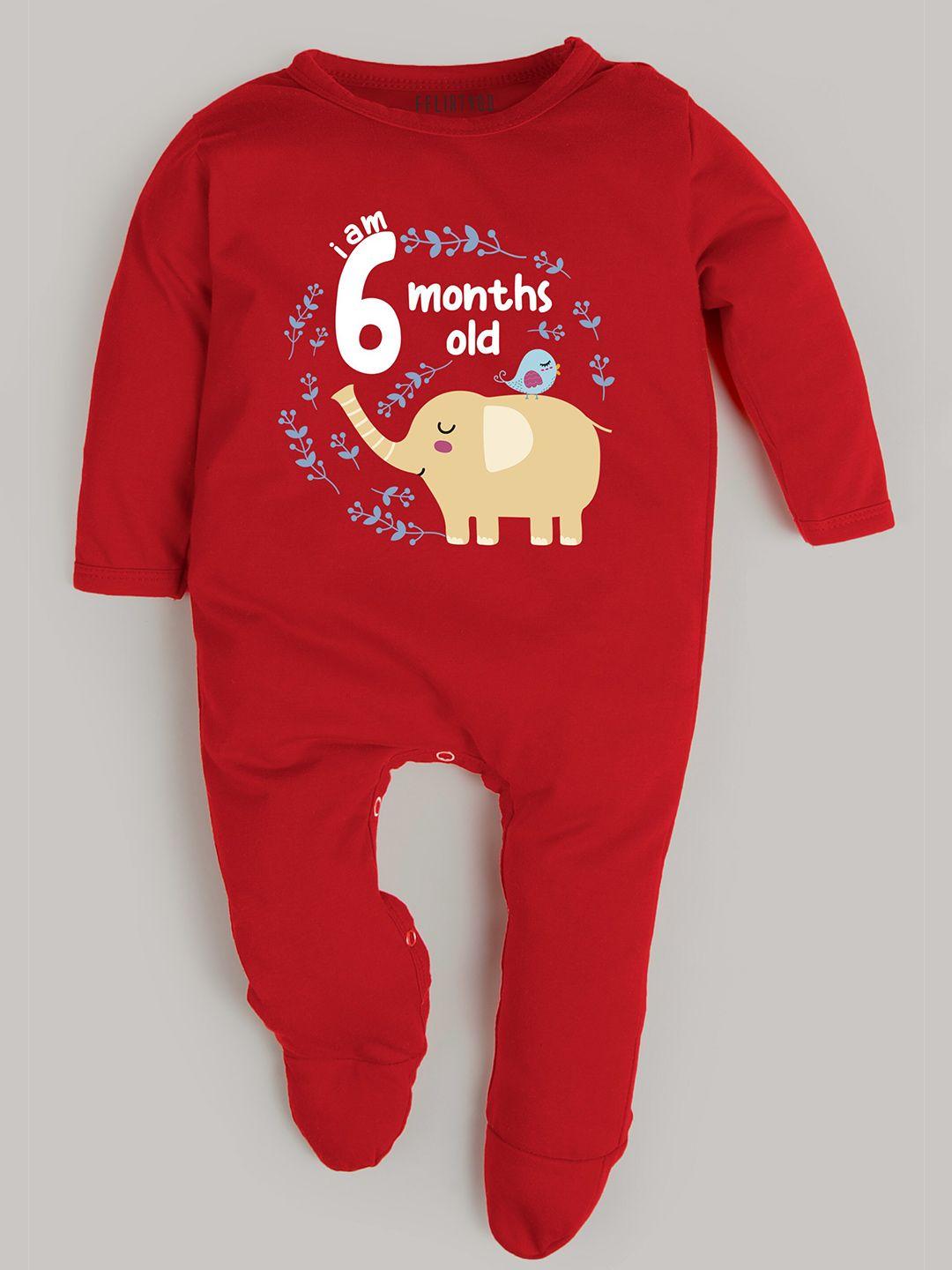 fflirtygo kids red printed cotton sleepsuit